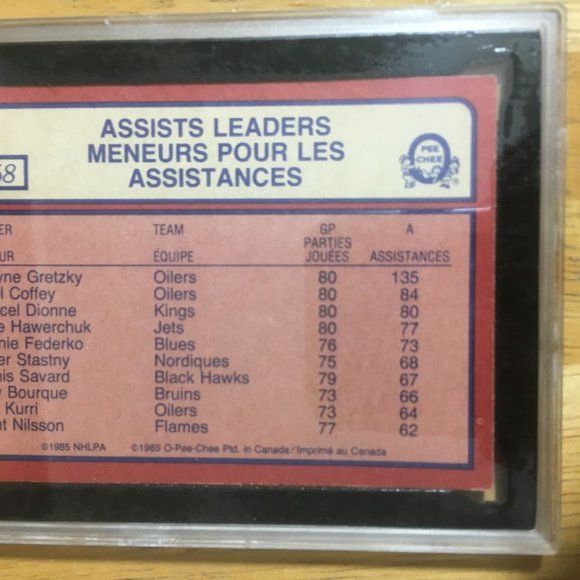 1985-86 Wayne Gretzky Assists Leader #258 O-Pee-Chee OPC Graded KSA 5 EX - Picture 6 of 6